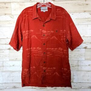 Columbia Silk Hawaiian Shirt Men M Casual Button-up Short Sleeve Cotton Vacation